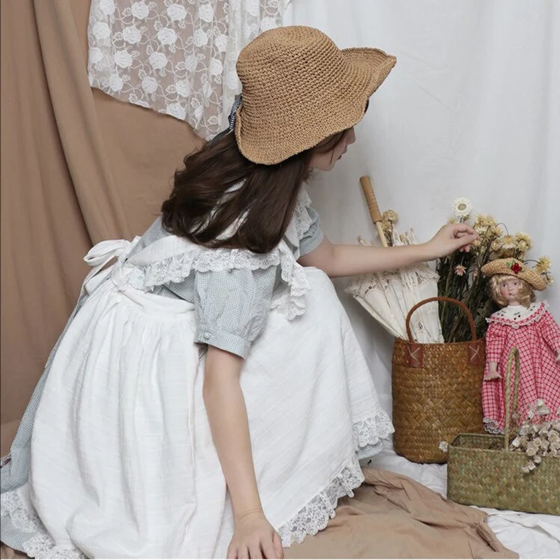 Elegant White Sweet Maid Lace Skirt Style Apron Woman Cosplay Lolita Girl Work Service Bib Dess Smock Overall Kitchen Pinafore