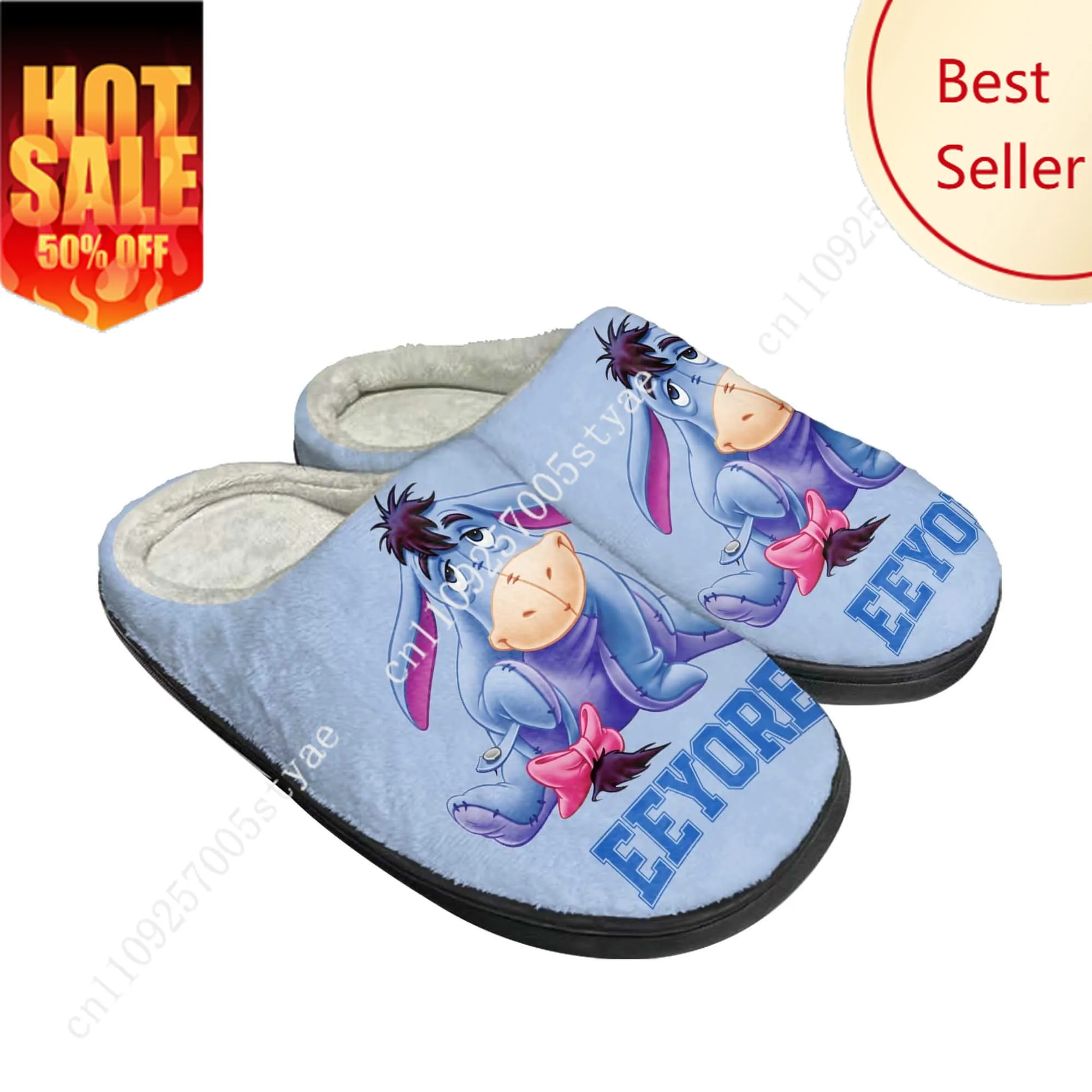 

Eeyore Cotton Slippers Disney Cartoon Decorate Plush Indoor Shoes Design Your Photo Party Holiday Gifts Custom Shoe