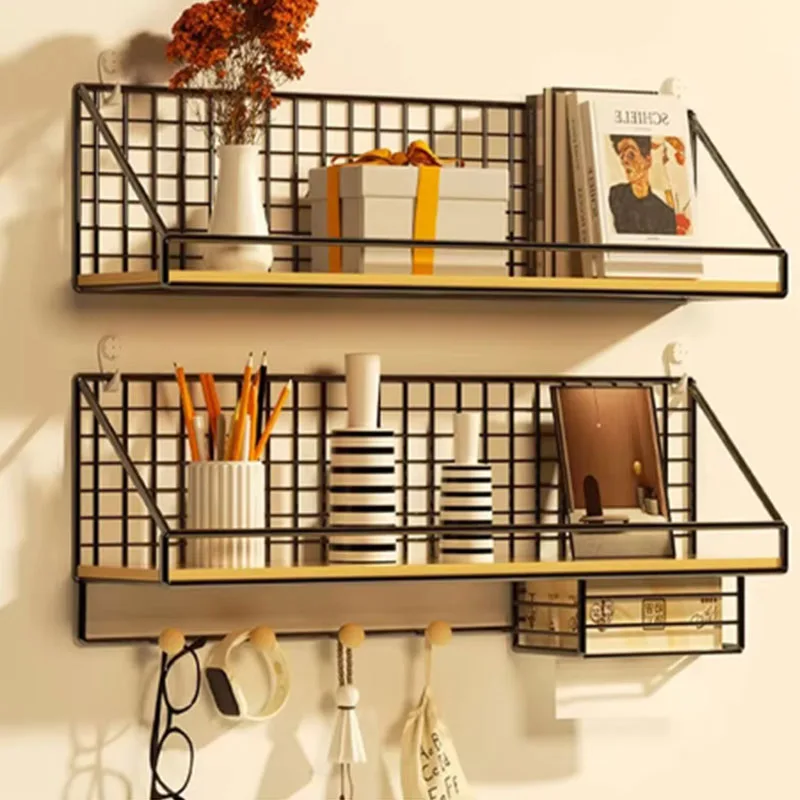 Wooden Wall Shelves Without Drilling Hanging Organizers For Living Room Floating Wall Shelf Home Bedroom Decoration Storage Rack