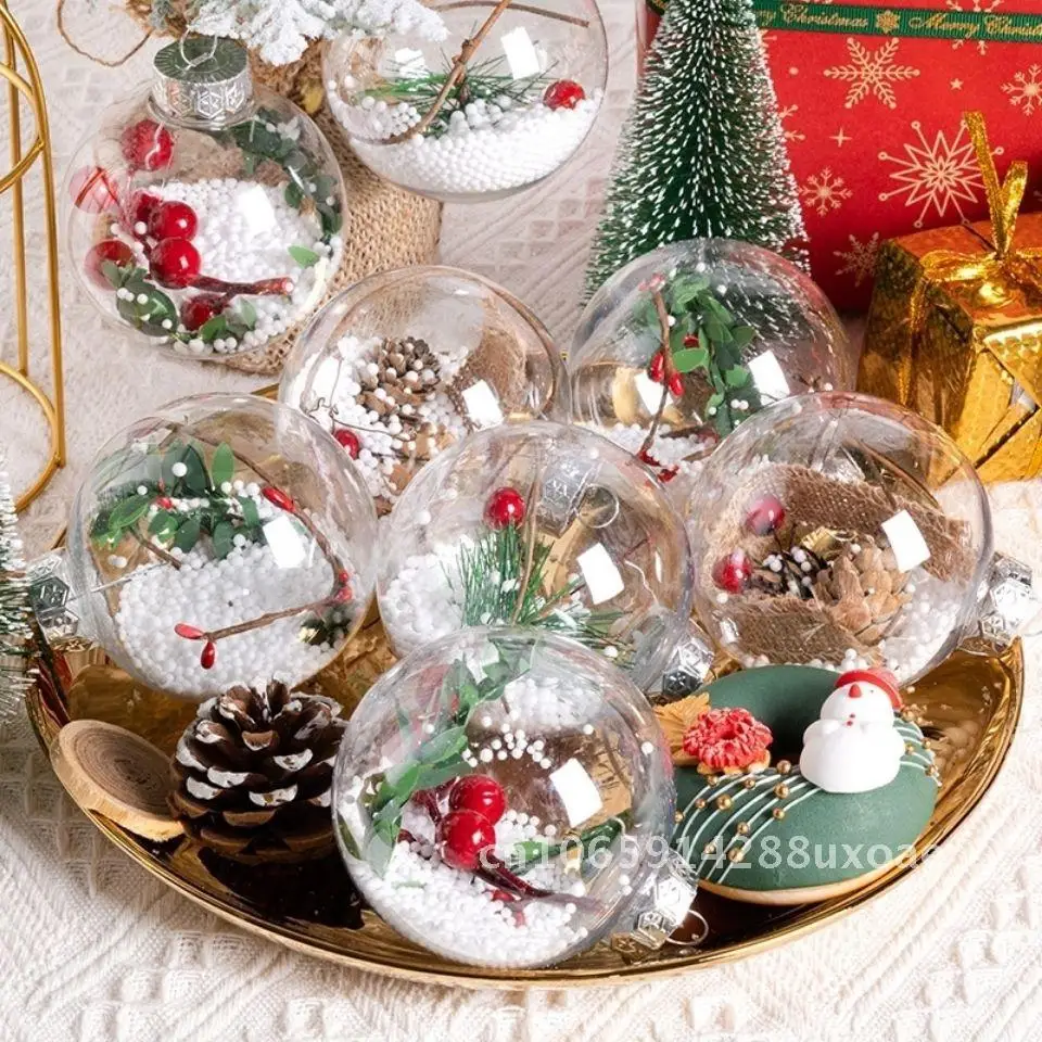 

Christmas decoration transparent plastic Christmas ball seamless hollow plastic ball creative round hanging ball ornaments