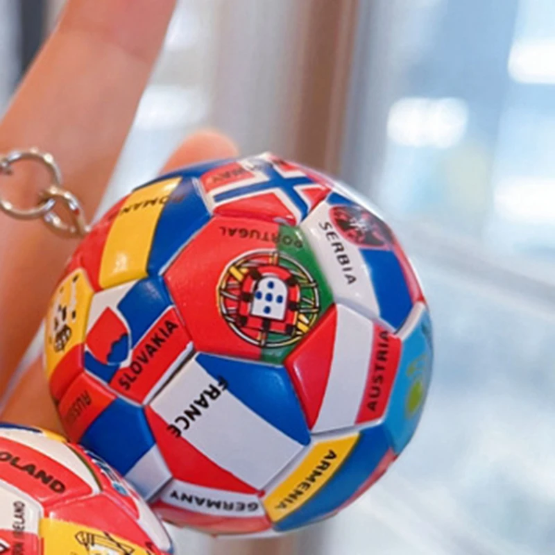 1Pc Simulation Sports Football Pendant Keychain Countries Ball Flag Key Chain For Car Bag Backpack Accessories Gift