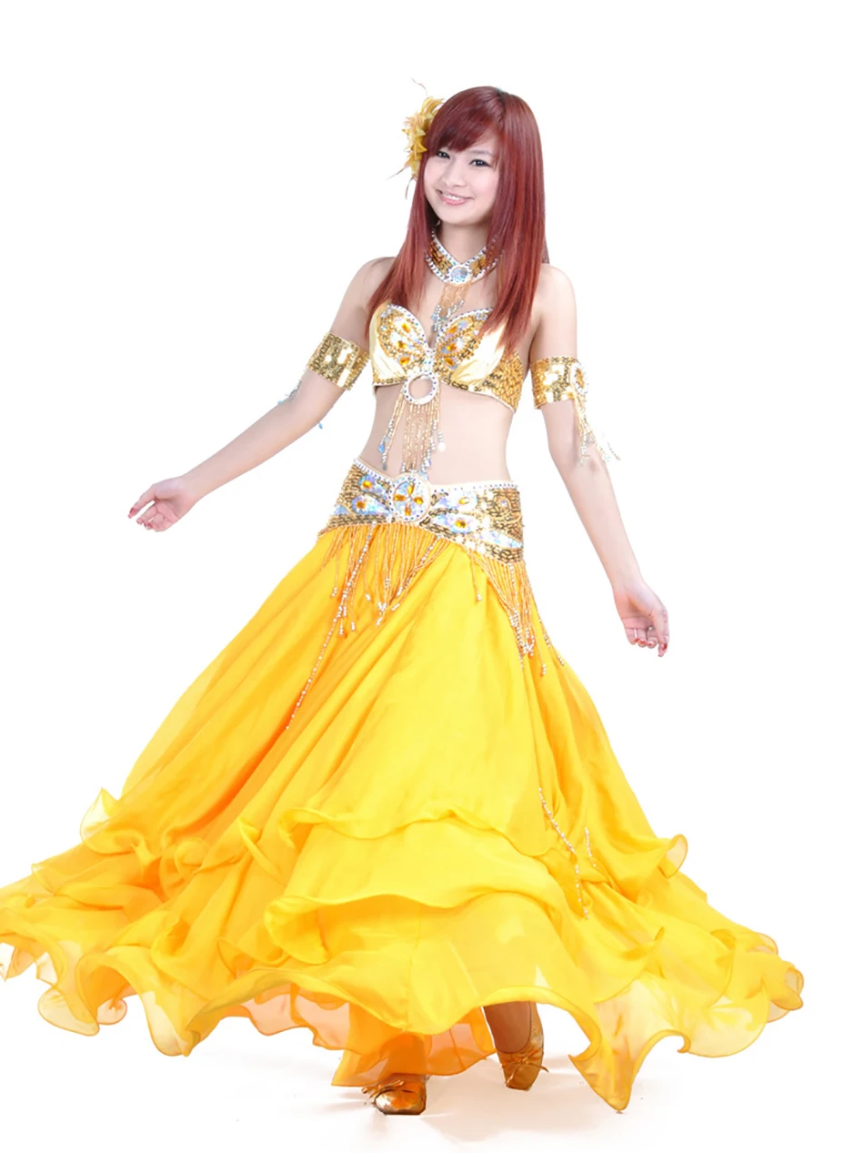 Belly Dance Costume Top Bra Belt and Skirt 3 Pieces Set For Stage Performance Suit Personal Training Practice Clothes Carnival