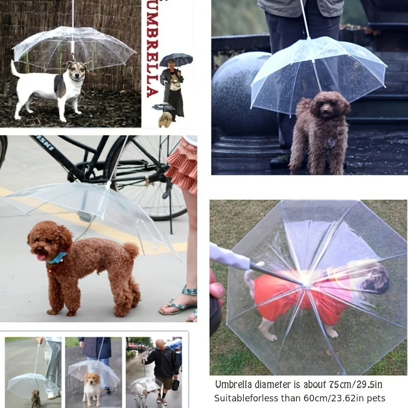 Dog Walking Umbrella Transparent Umbrella Adjustable Pet Umbrella Rainy Day Dog Walking Leash