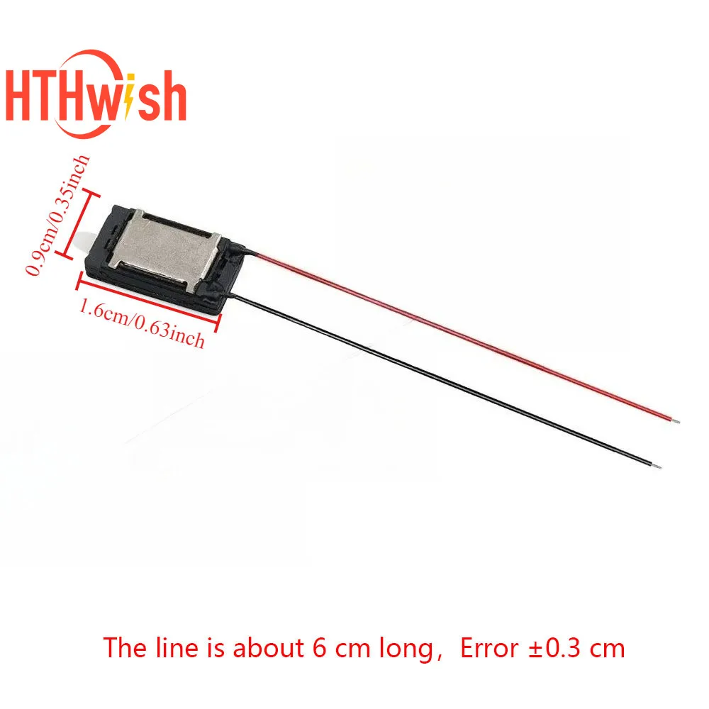 1609 Square Mini Speakers 8Ω 8 Ohm 1W Internal Magnetic Speaker with Wire 16×9x3mm for Smartwatches,DIY, Electronics Enthusiasts