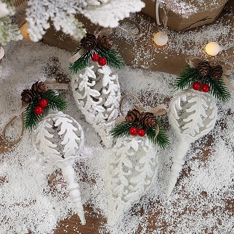 2pcs Christmas Tree Hanging Beach Theme Ornaments Pendant White Martin Snail Home Party Craft Pineneedle Pinecone Branches Decor