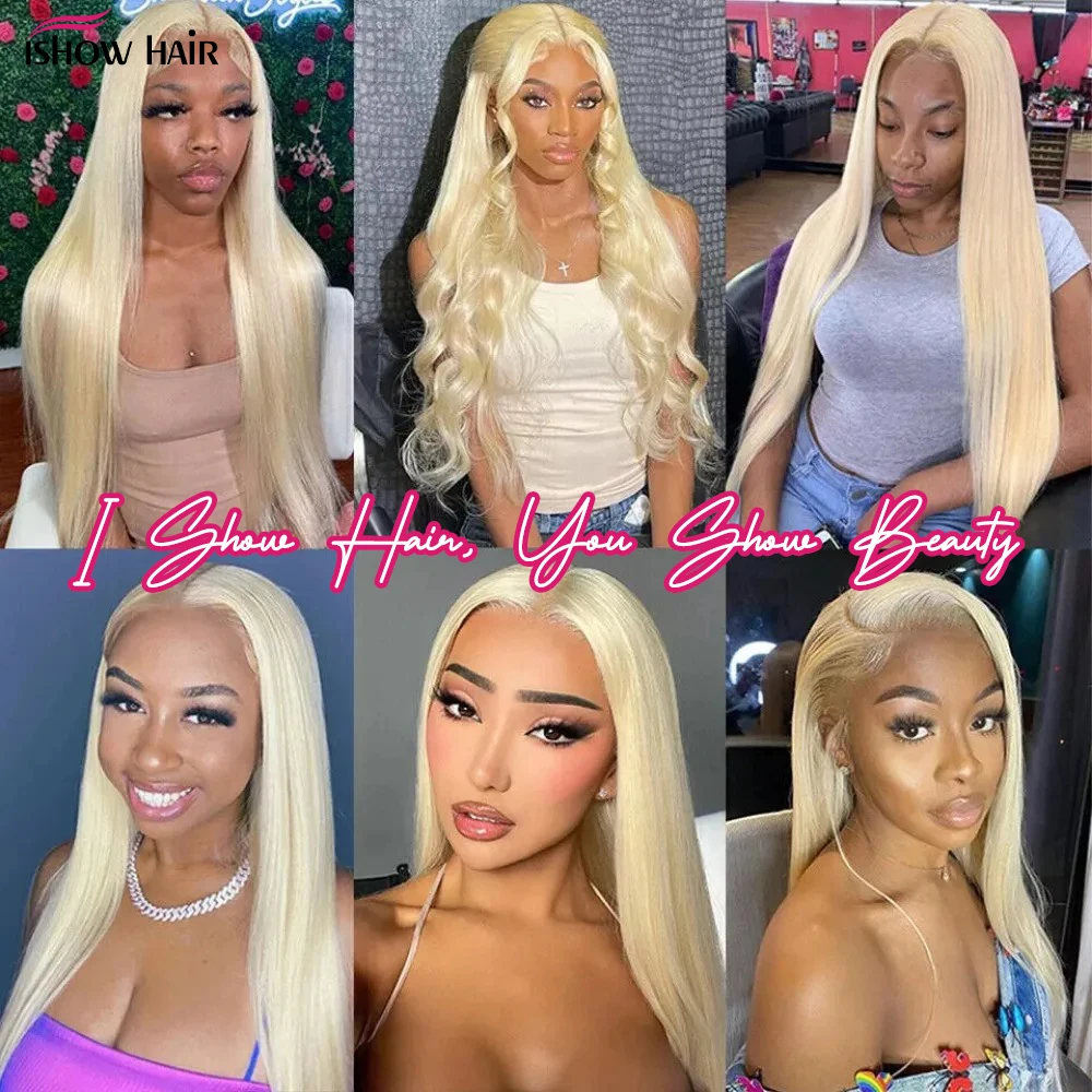 Ishow شقراء 613 باروكة من شعر طبيعي 13x6 الدانتيل الجبهة شعر مستعار مستقيم Hd الدانتيل الباروكة الأمامية 13x4 العظام شعر مستعار مستقيم قبل قطعها للنساء