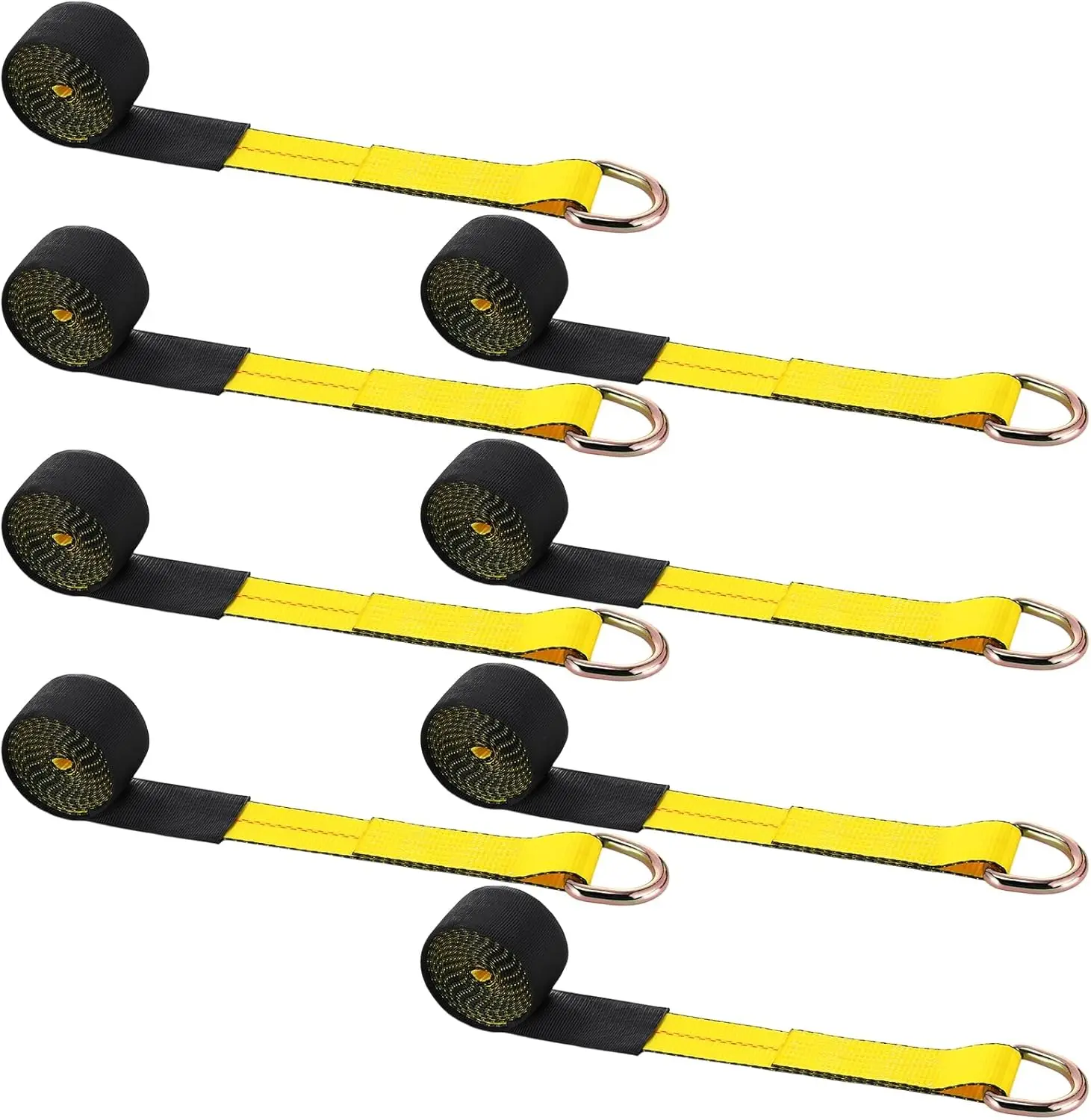 

8 Pack Heavy-Duty Tow Truck Straps with D Rings, 11,000 Lbs Break Strength for Hauling Utv SUV Wrecker Rollback (2" X 12ft)