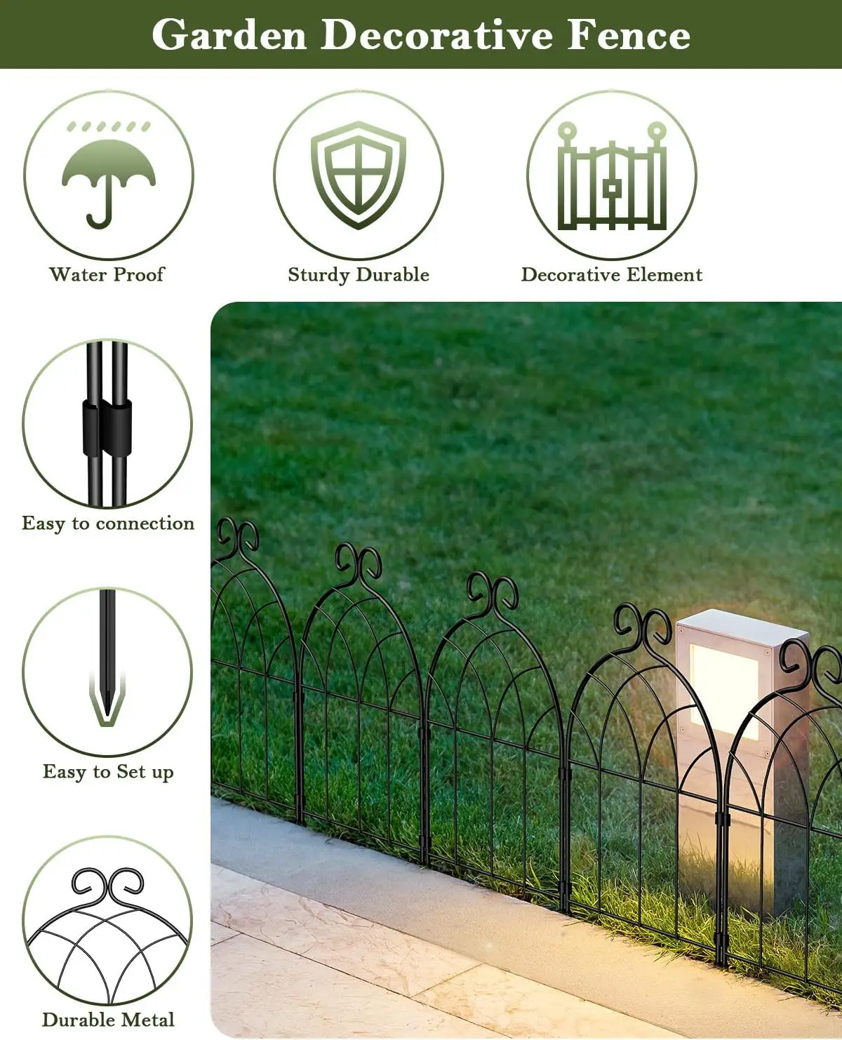 

Rustproof Metal No Dig Fencing Border,Small Animal Barrier Fence, Flower Edging Panels for Landscape Patio Yard Outdoor Decor