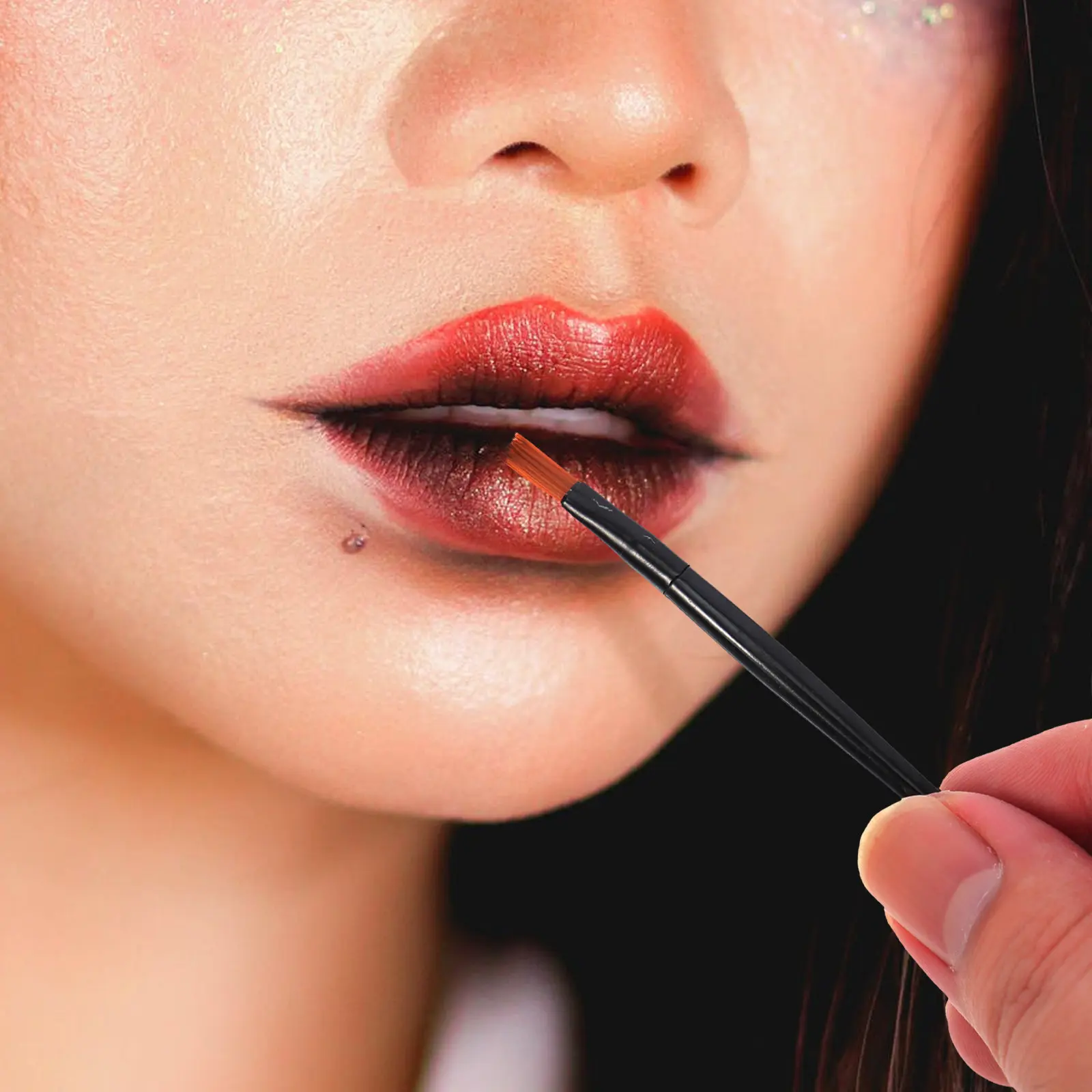 100 stuks professionele lippenborstel in zwarte aluminium buis, mini-wand met fijne punt voor lipglossbalsem, oogschaduw, dagelijkse make-upkit