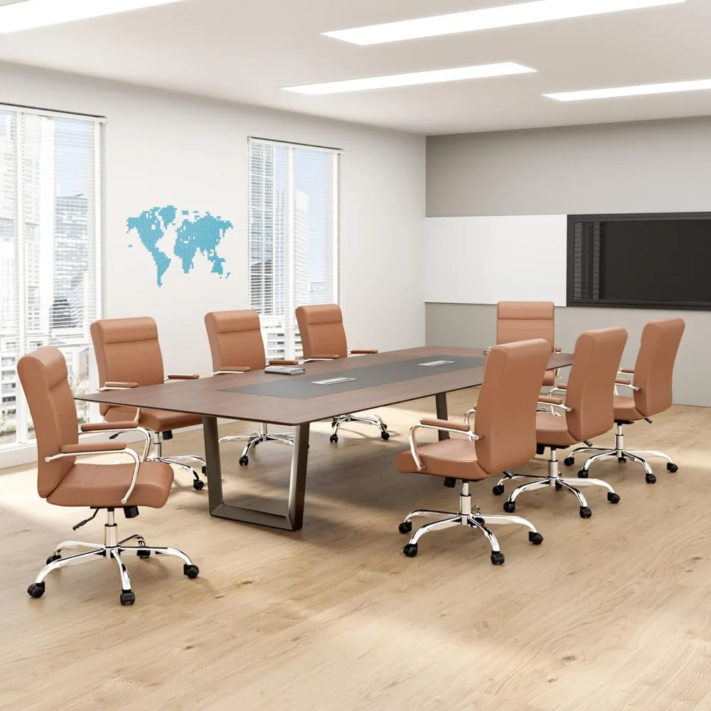 كرسي مكتب مريح من الجلد عالي الظهر مع ارتفاع قابل للتعديل لغرفة الاجتماعات والمكتب المنزلي