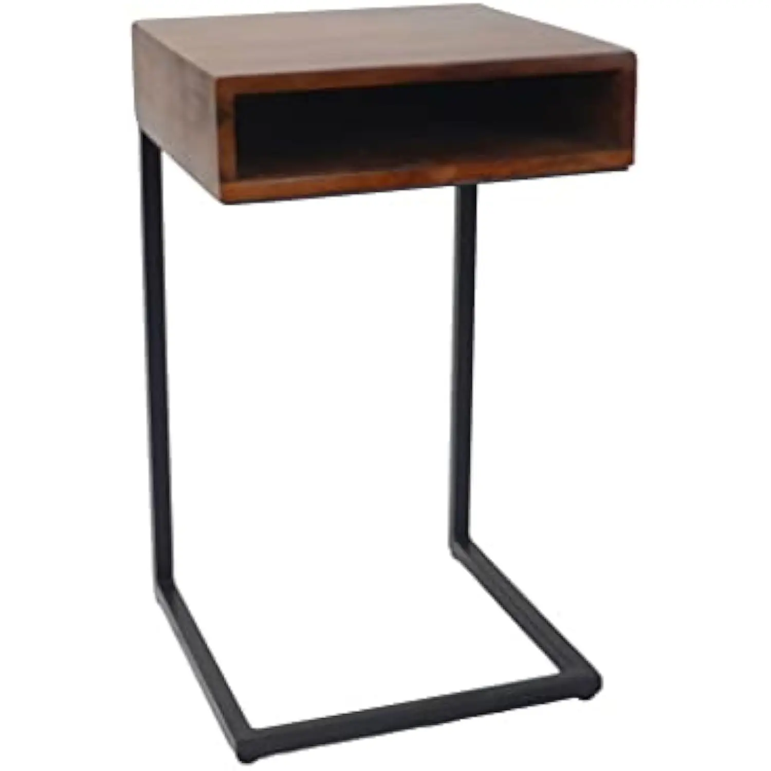 

32 Black Wood Square End Table with Two Shelves