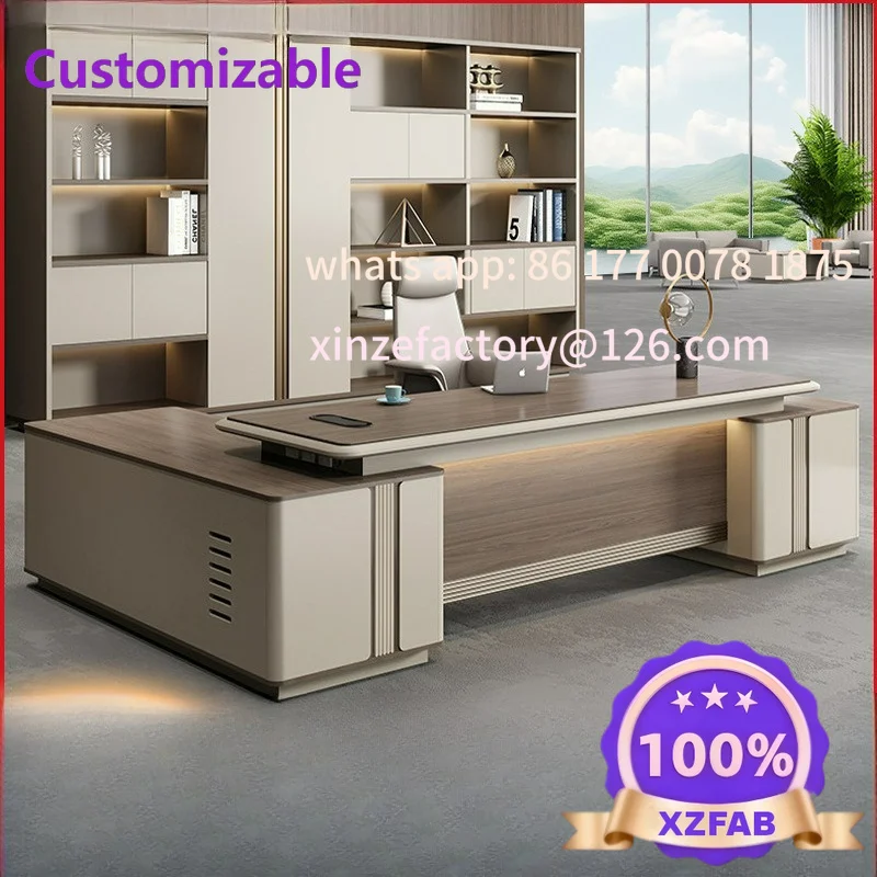 Customizable High-end Boss Office Desk and Chair Combination Chairperson President Supervisor Manager Desk Painting Large Desk O