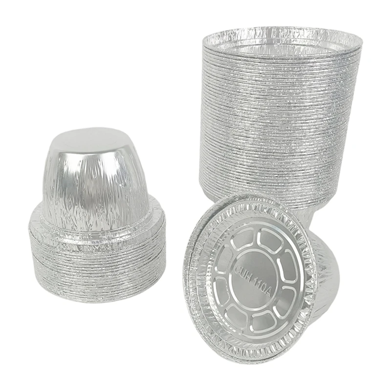 320ml Deep Round Aluminum Foil Bowl Disposable Tin Foil Containers for BBQ Steamed Egg Soup Takeaway Packaging 50/100/200pcs