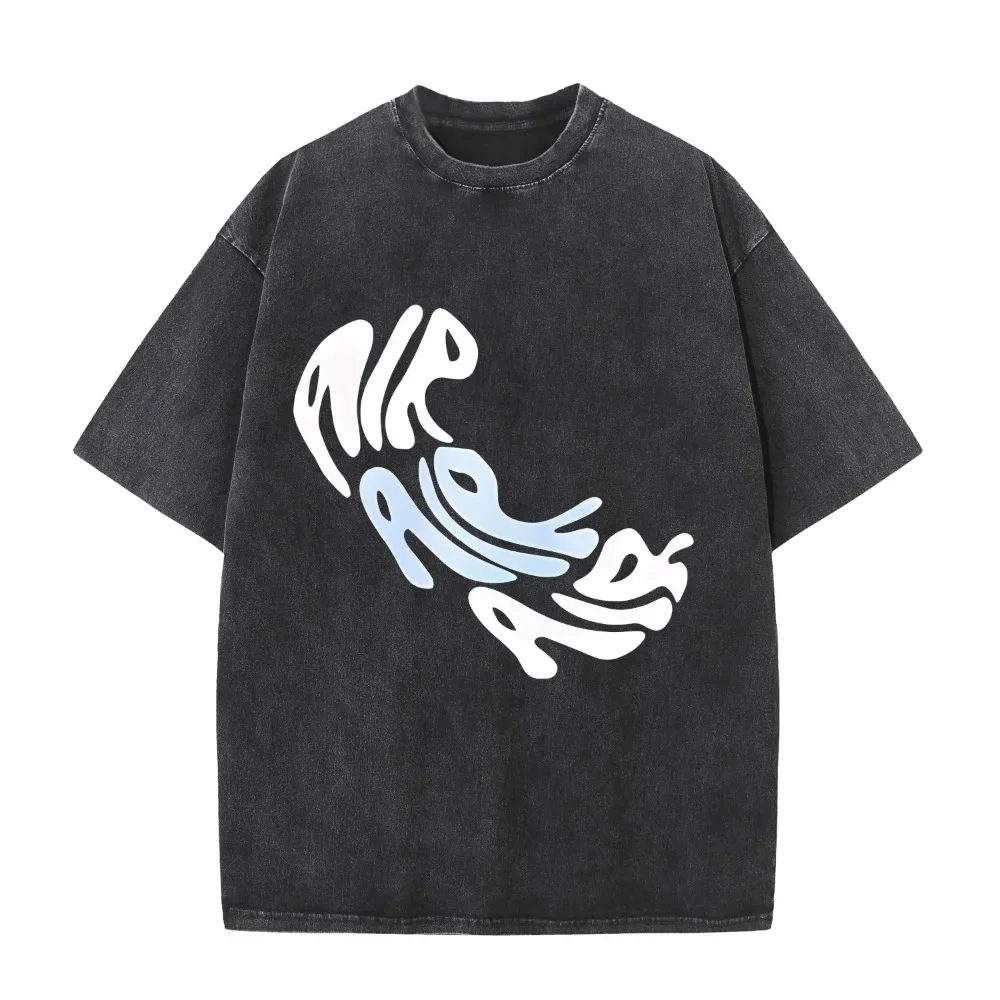 

2025 retro washed old heavy cotton solid color short-sleeved Tshirt summer loose top tide washed T-shirt Marcus & Martinus（ M&M）