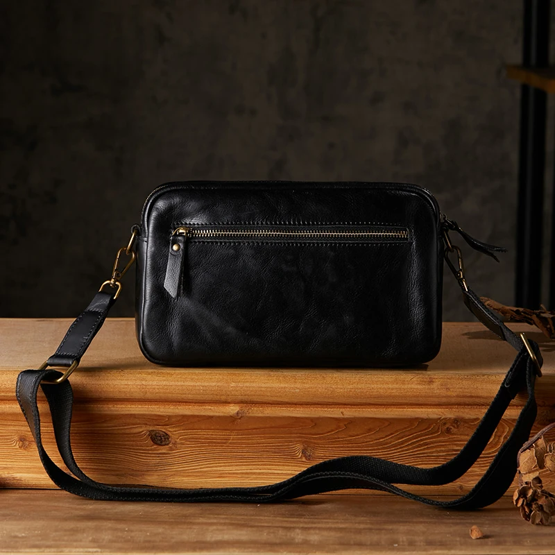 Handmade Top Layer Cowhide Leather Messenger Bag For Men Genuine Leather Casual Shoulder Bag High Quality Cross body Sling Bag