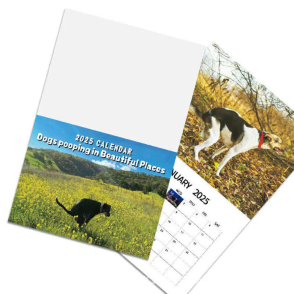 2025 Calendar Funny Dogs Pong In Beautiful Places Wall Calend Christmas Gag