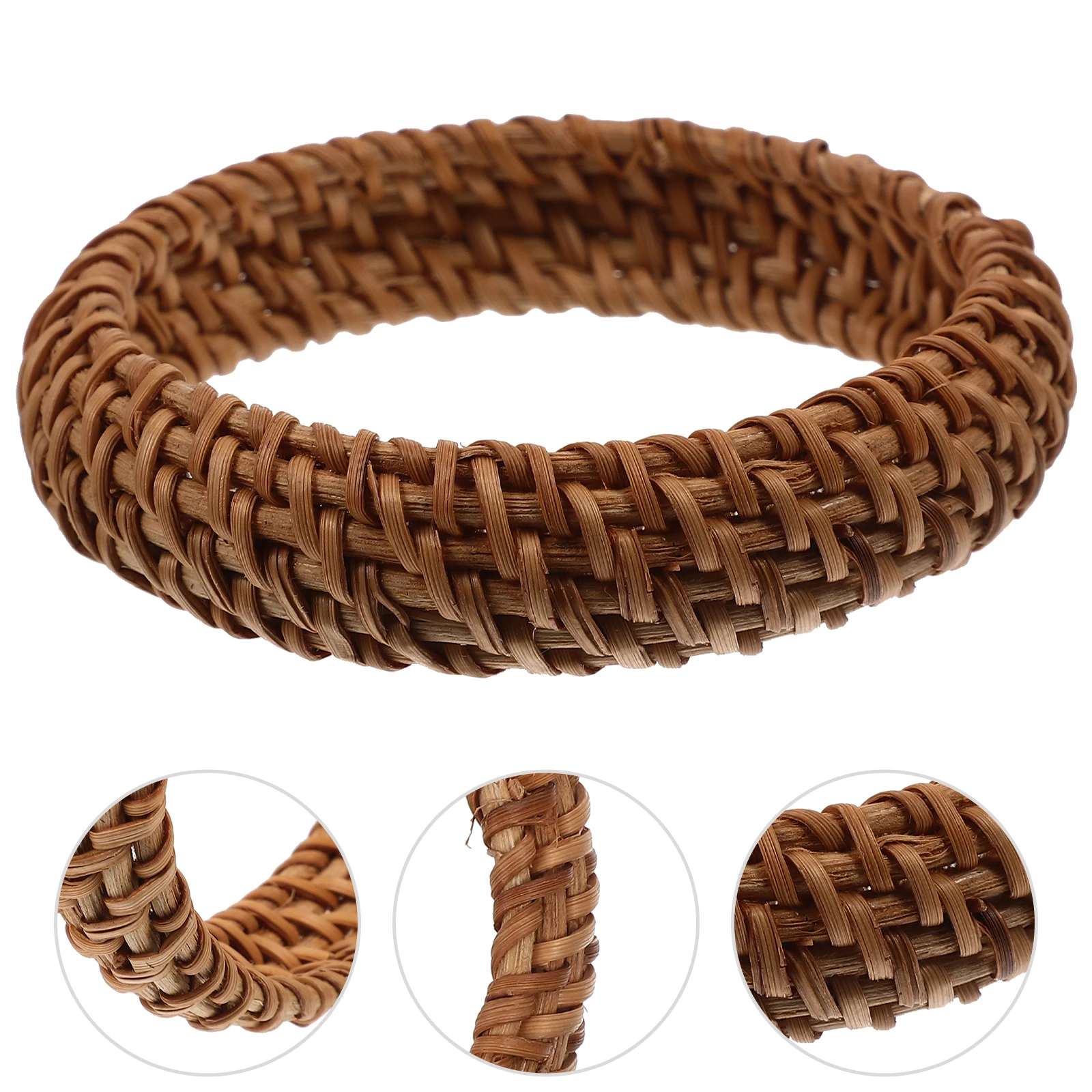 

Bohemian Rattan Woven Bangle Chunky Wrist Bracelet Ethnic Style Accessory For Women Teen Girls Birthday Gift