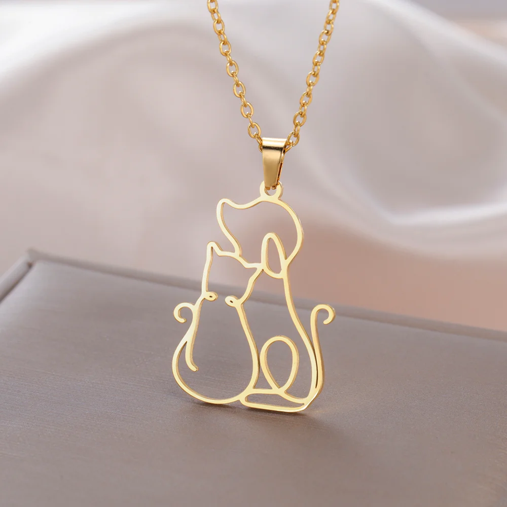 Cazador Niedliche Katzen- und Hunde-Anhänger-Halskette für Frauen und Mädchen, Edelstahl-Schmuck, Tier-Haustier-Kätzchen-Halsketten, Geschenk, 2025 Trend Neu