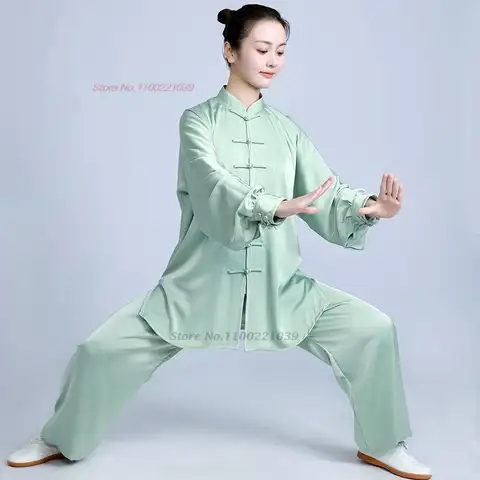 중국 쿵푸 태극권 무술 새틴 세트, 전통 태극권 연습, 우슈 세트, 캐주얼 야외 스포츠 의류, 2025