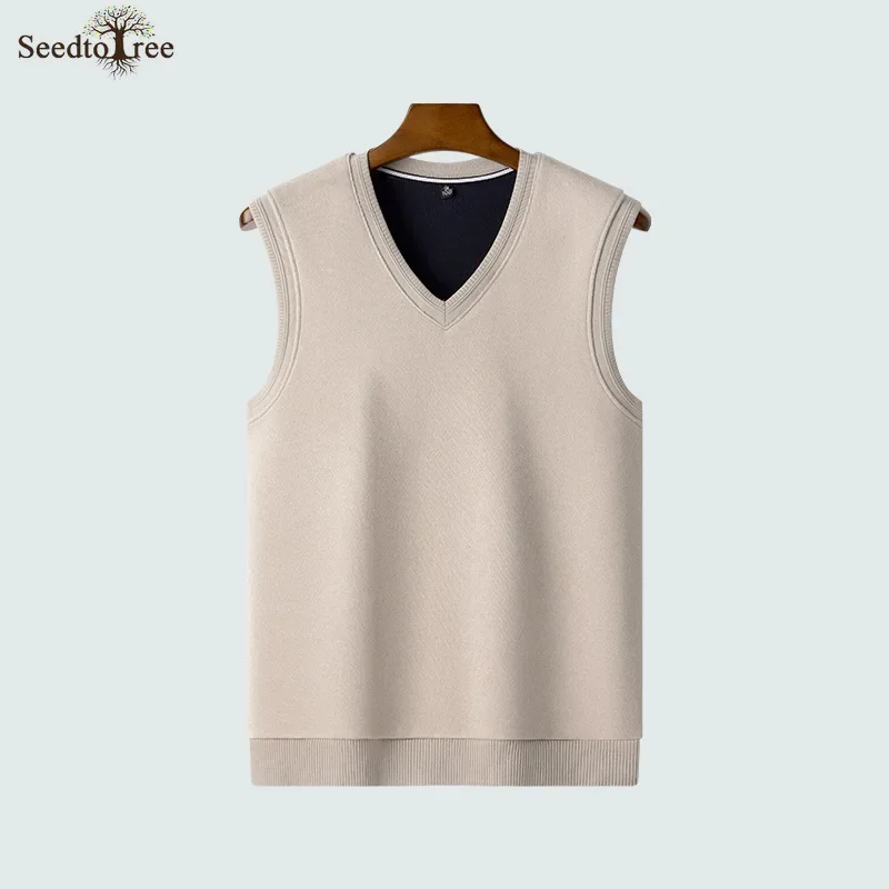 

Autumn and Winter Solid Color Korean Fashion Men's Sweater Vest Casual V-neck Sleeveless Knitted Pullover