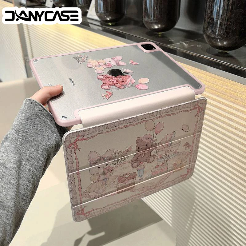 For iPad 10th Gen Case 3 fold Track Clear Cover for Air 4 5 6 10.9in 11in 13in For Air 2 9.7 Pro 11 12.9 13 Mini 6 7 Case