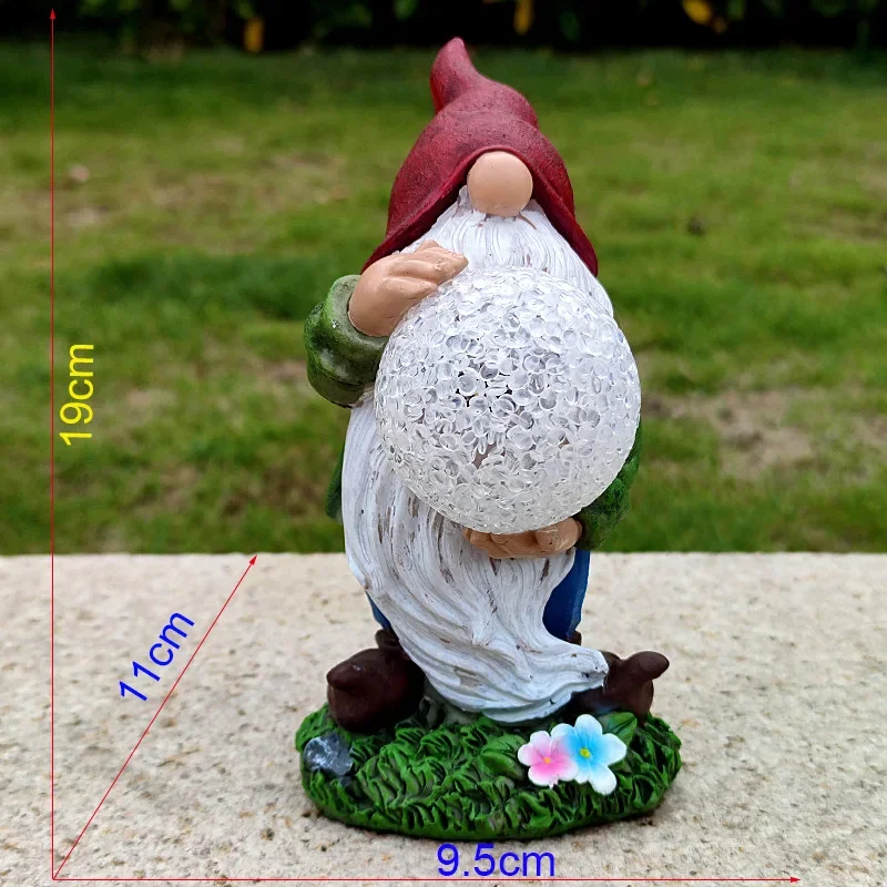 Solar Powered Dwarf Elf Xiaomi Ball Lamp Christmas Resin Craft Decorative Lamp Outdoor Goblin Ornament Landscape Lamp