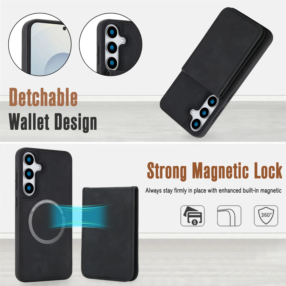 Für Samsung Galaxy S25 Rand S24 FE S23 Ultra S22 Plus A36 A17 A26 A16 A55 A35 A15 A54 Magnetische Telefon Fall Leder Brieftasche Abdeckung