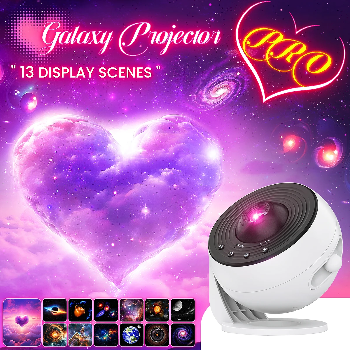 Neuer Verbesserter Galaxie-Projektor, HD-Bild-Sternprojektor, Einstellbarer Lichtregler, Planetarium-Projektor für Kinder & Erwachsene Schlafzimmer
