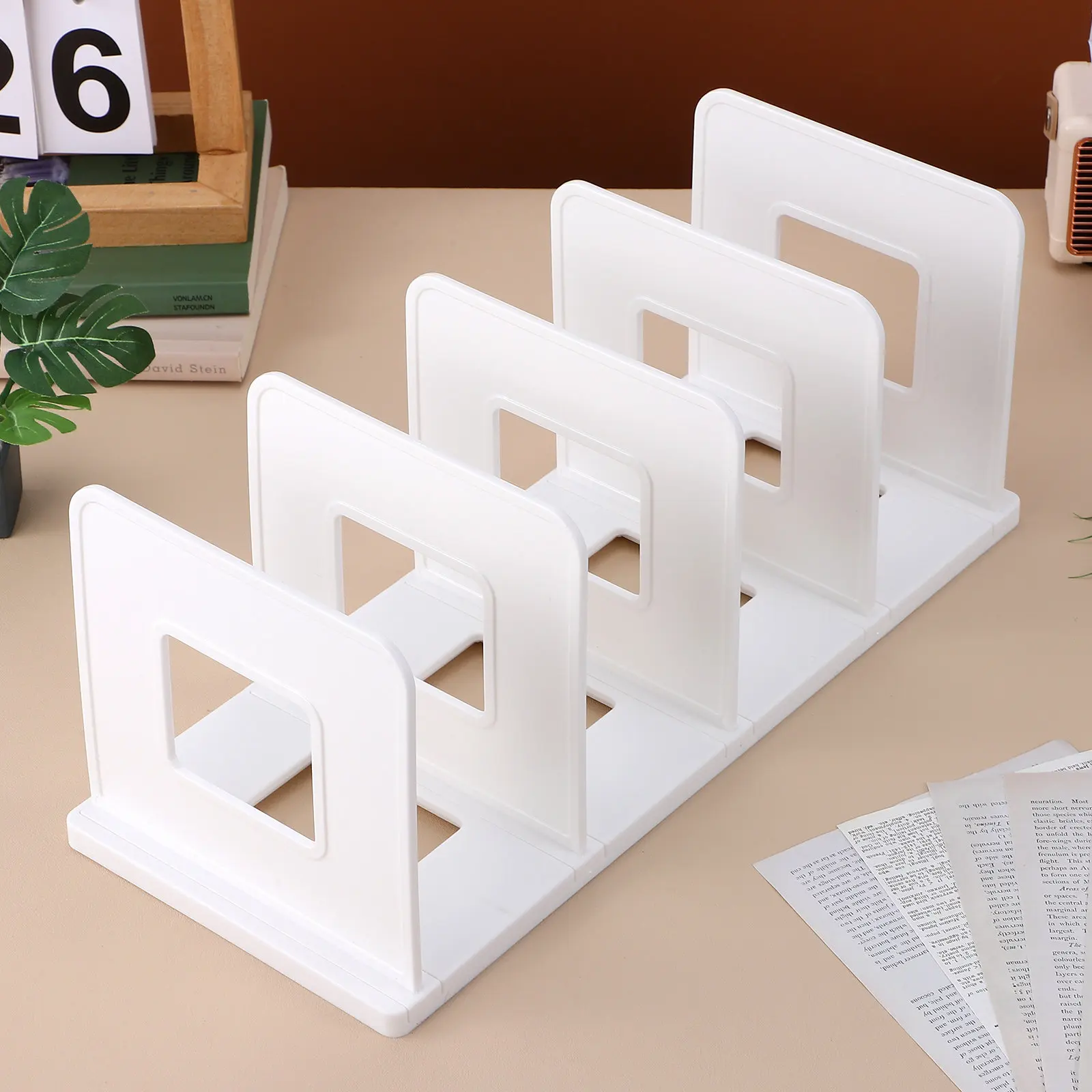 

Vertical Desktop File Organizer for Desk Large Capacity File Rack with Segmented Compartments Sturdy Binder Holder Office