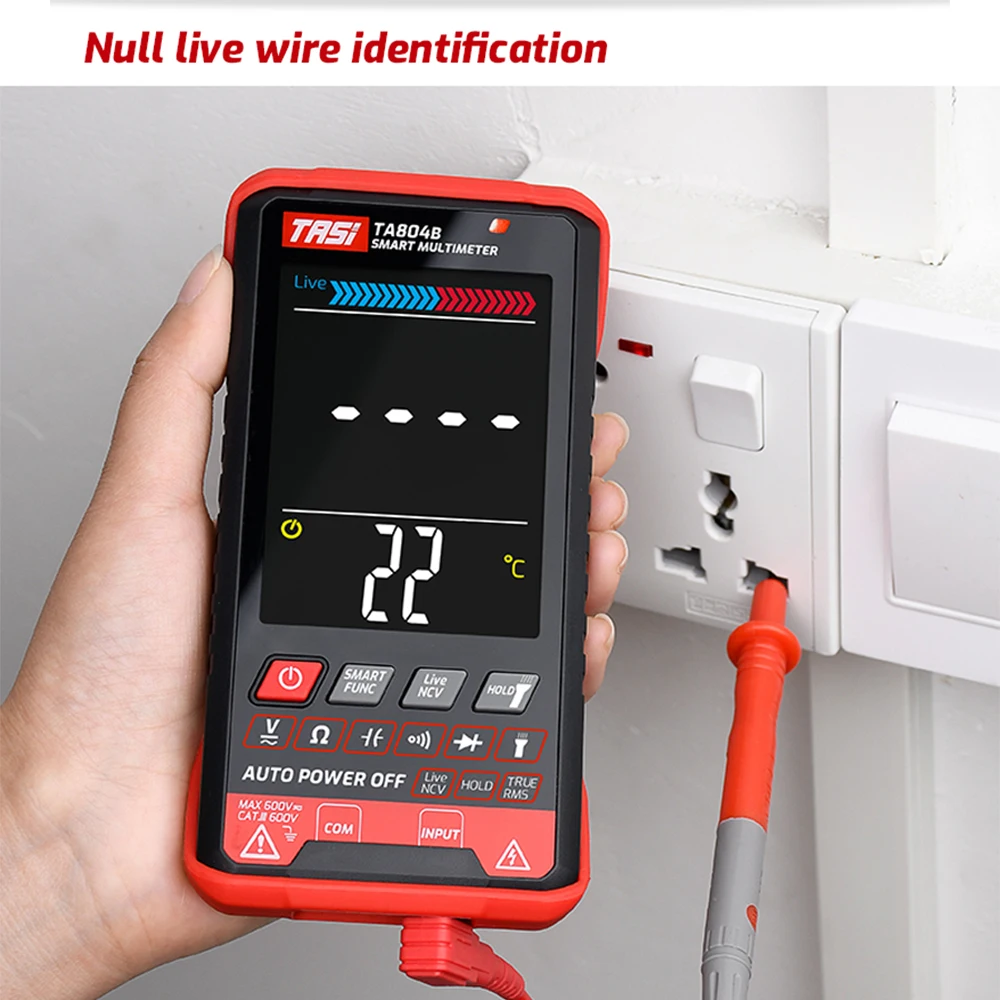 Imagem -05 - Multímetro Digital Auto Tester Multímetros Tela Colorida hd Ultrafinos Inteligente Ohm Ncv dc Medidor de Tensão ac Tasi-ta804b