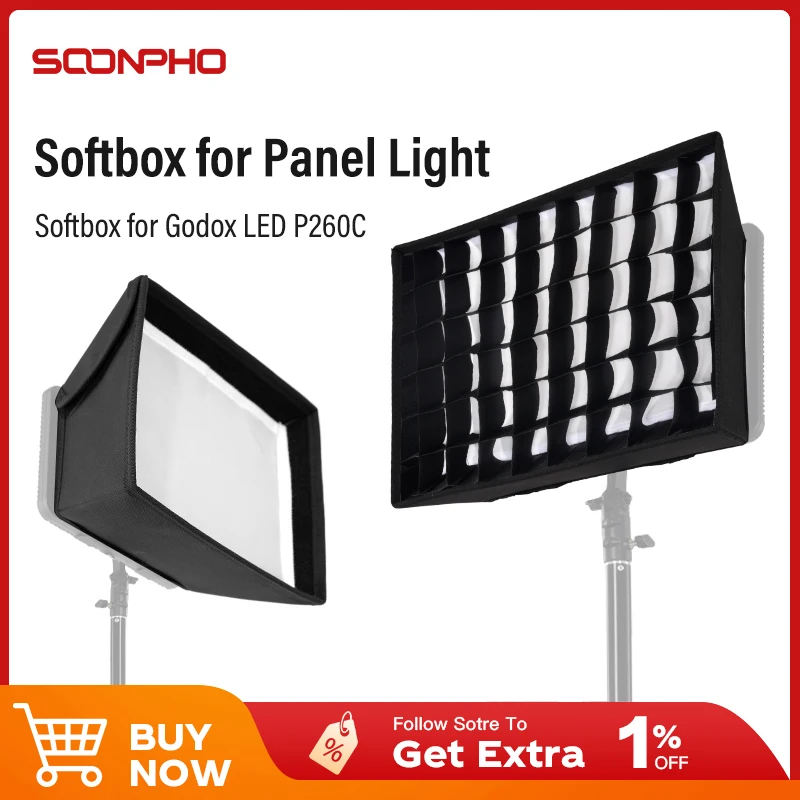 

Foldable Softbox for Godox LEDP260C Video Light Portable Softbox Diffuser with Honeycomb Grid and Bag for Godox LED Panel Lights