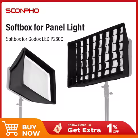 Foldable Softbox for Godox LEDP260C Video Light Portable Softbox Diffuser with Honeycomb Grid and Bag for Godox LED Panel Lights