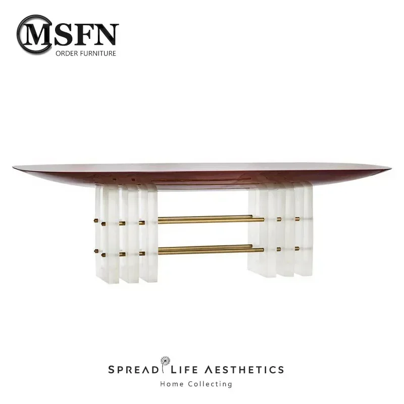 Light Luxury Designer Solid Wood Sectional Cloth Hotel Meeting -Person