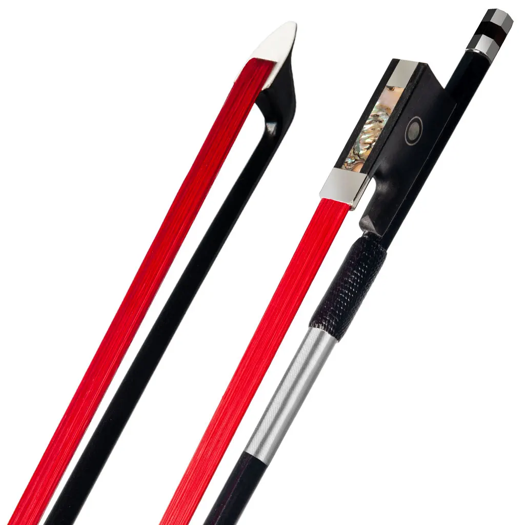 4/4 3/4 1/2 1/4 1/8 Size Violin Carbon Fiber Violins Bow Fiddle Bows With Red Real Coloful Horsehair Ebony Frog Accessories