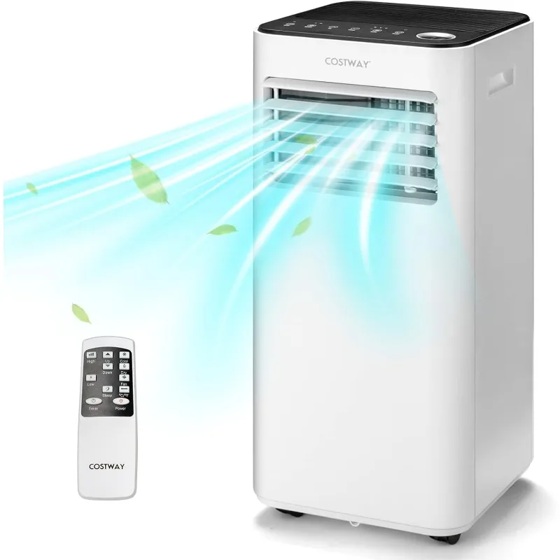 

Портативный кондиционер COSTWAY 10000 БТЕ, с режимом вентилятора и осушителя, тихий блок переменного тока с режимом сна, 2 скорости