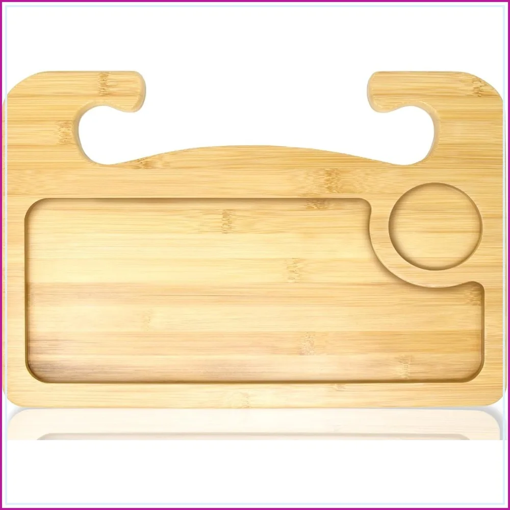 2 in 1 Car Steering Wheel Desk & Lap Desk for Eating, Working, and Reading - Lightweight Bamboo Tray with Cup Holder, Easy Storage