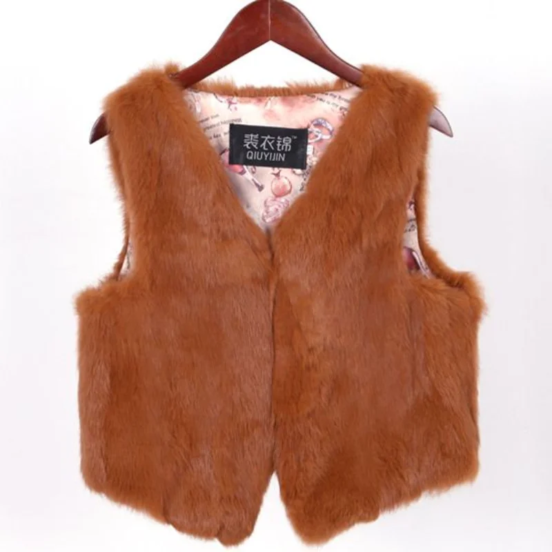 2023 New Skinny-looking Rabbit Fur Vest Women\'s Short Slim-fit Fur  Coat Clearance Sale