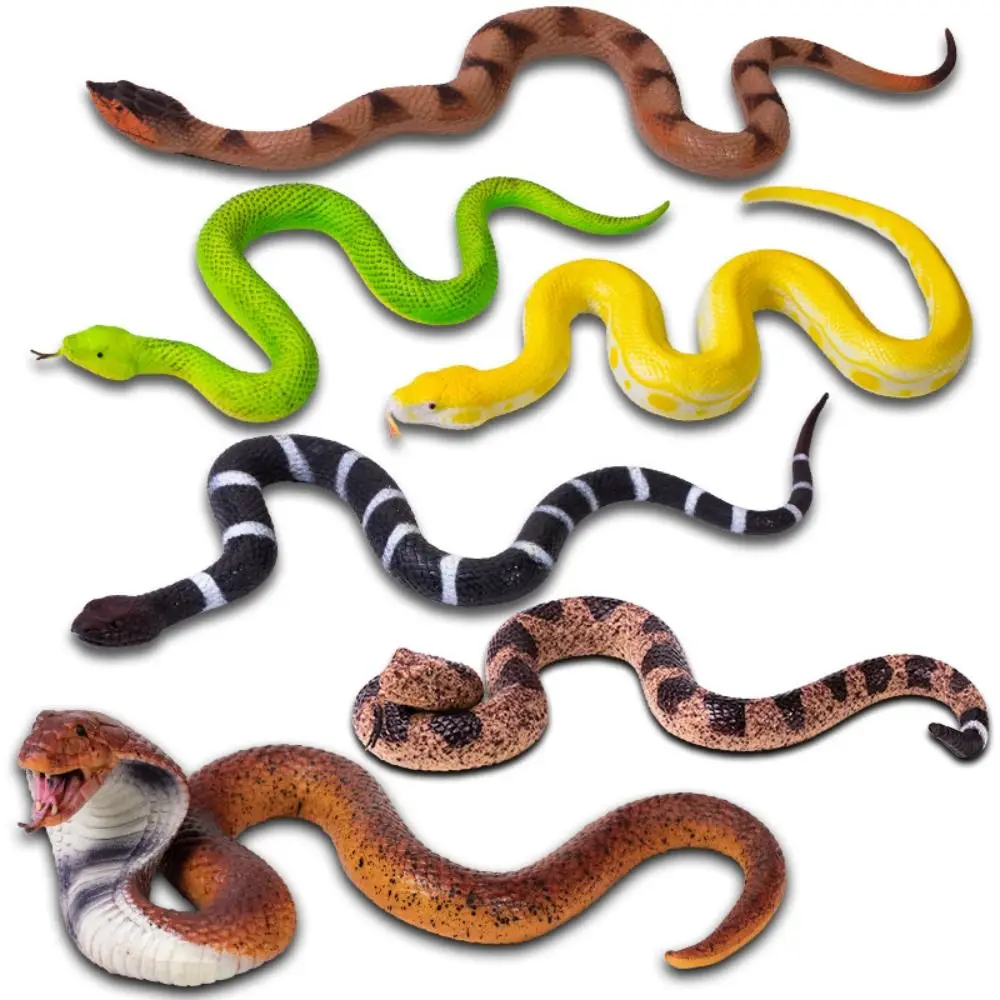 Reptile Animal Snake Action Figures Soft TPR Educational Rattlesnake Model Lifelike Python Cobra Simulation Snake