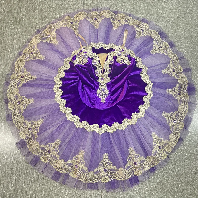 Akeylia violet foncé tutu de ballet professionnel femmes spectacle de danse de groupe crêpe tutu classique violet royal adulte BLST20116