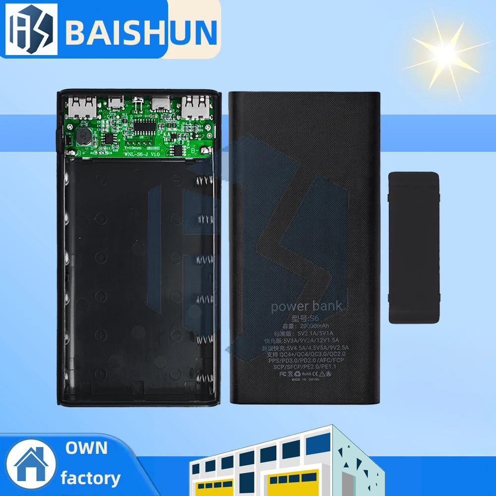 Портативный 5 В 6x18650 Power Bank аккумуляторный ящик чехол DIY Type-C Micro USB быстрая зарядка зарядное устройство для мобильного телефона чехол Портативный 5 В 6x18650 Power Bank аккумуляторный ящик чехол DIY Type-C Micro USB быстрая зарядка зарядное устройство для мобильного телефона чехол