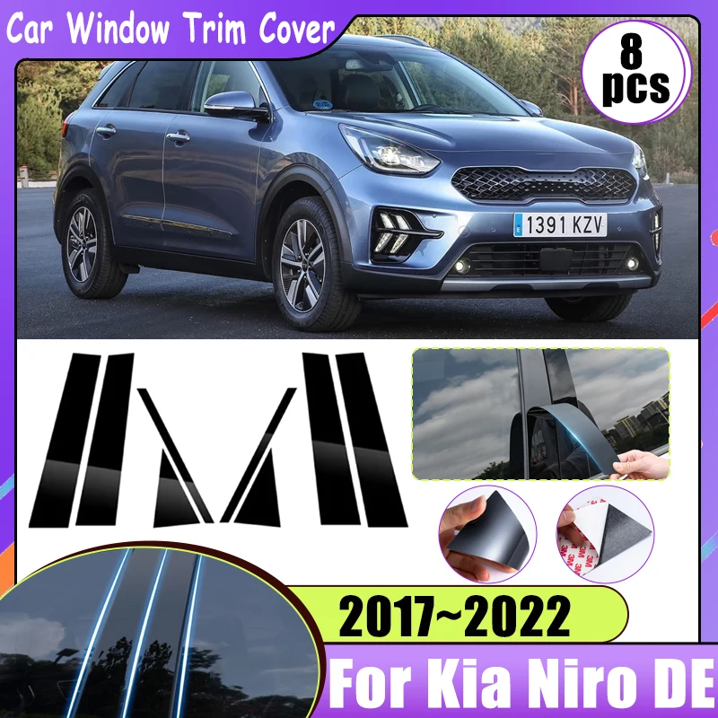 

Car Window Trim Cover B C Column For Kia Niro DE 2017~2020 2021 2022 Hybrid Polished Pillar Post Gloss Strip Sticker Accessories