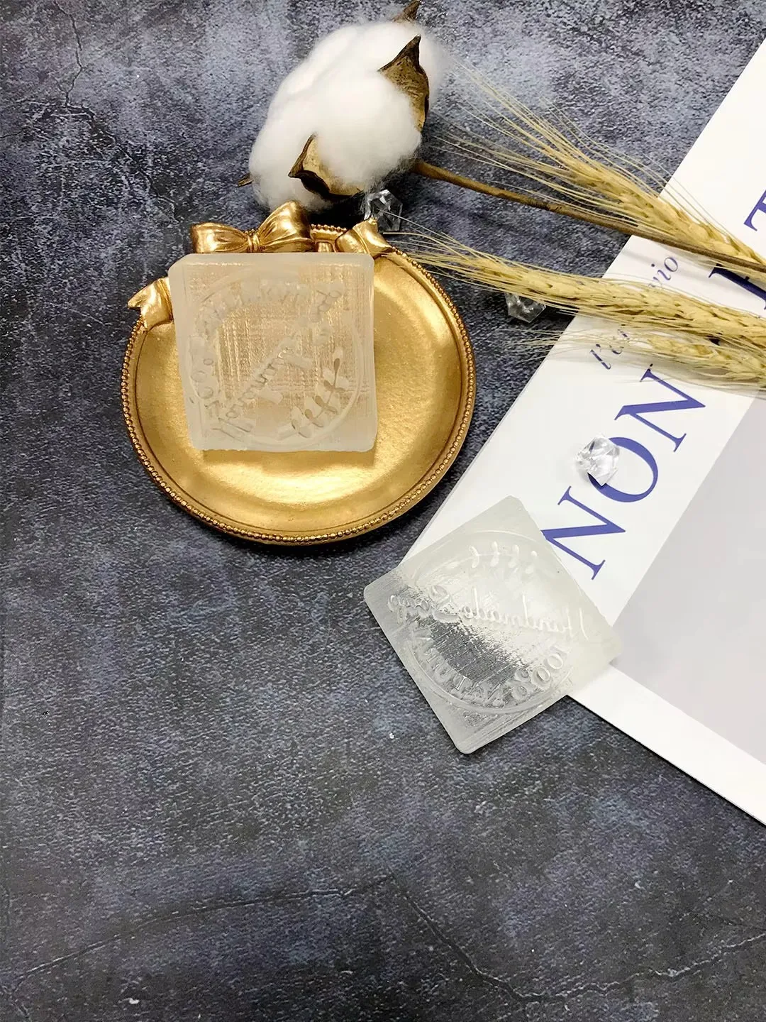 100% Natrual Handmade Soap Stamp Transparent Olive Branch DIY Natural Soap Making Chapter With Handle Acrylic Stamp Custom