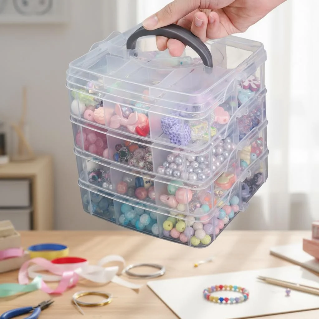 Transparent Adjustable Stackable Compartment Slot Plastic Storage Box For Organizing Toys Jewelry