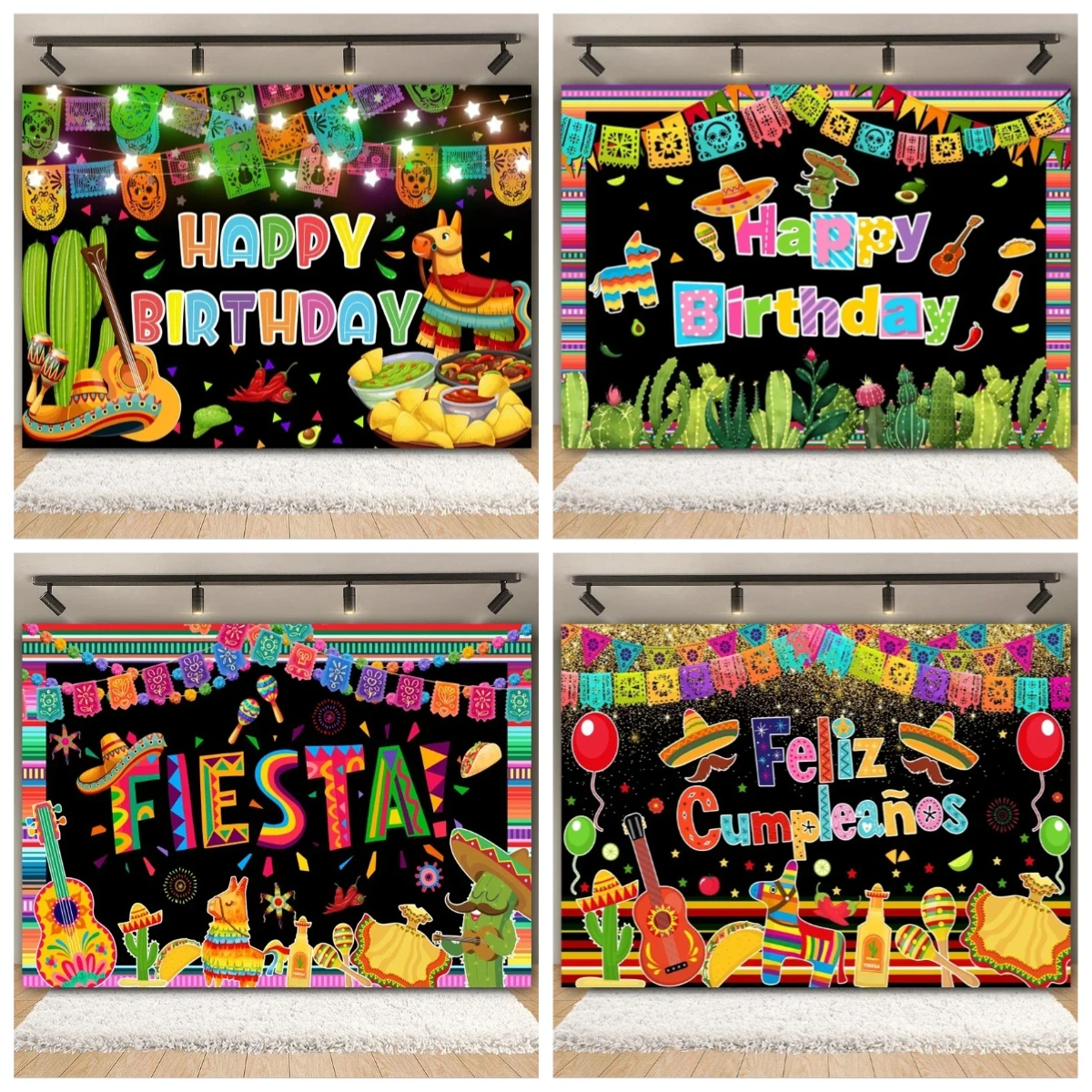 

Mexican Fiesta Themed Happy Birthday Backdrop Mexico Cinco De Mayo Party Decorations Carnival Supplies Photo Booth Background