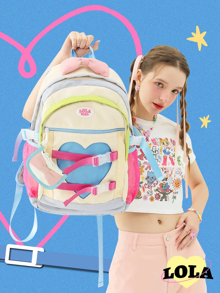  Design Lightweight Cute Shoulder Bag for High And Middle School Girls Student Backpack with Padded Straps And Internal C...