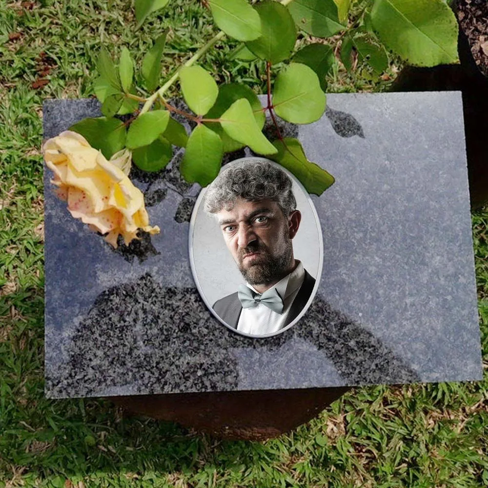 2D Flat Not 3D 1pc Custom Photo Memorial Headstone Tile Waterproof Outdoor Plaque for Grave Decor Oval Gravestone Marker