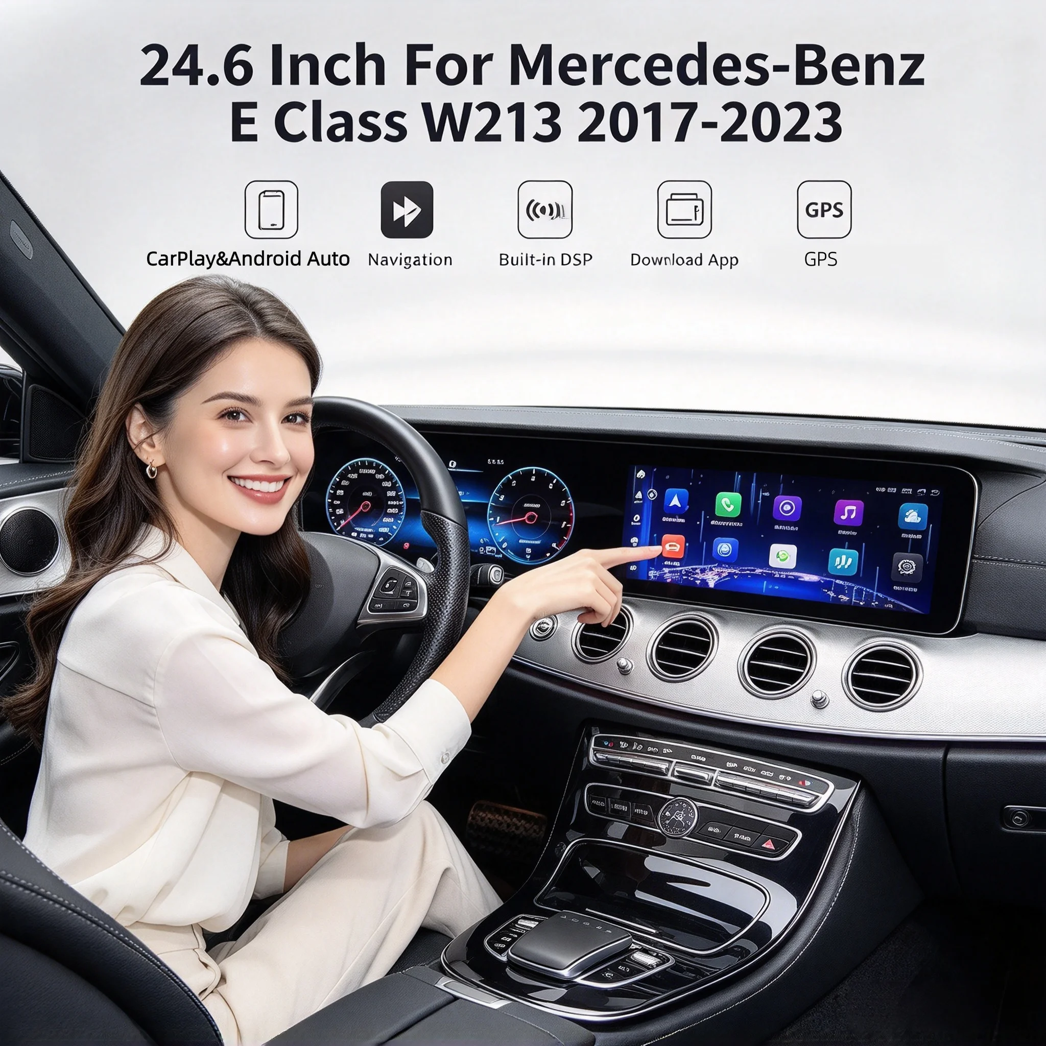 SYQ For Mercedes-BenzE Class W213 2017-2023 Car GPS Navigation HeadUnit Multimedia Player Qualco Dual Screen Carplay Car Android