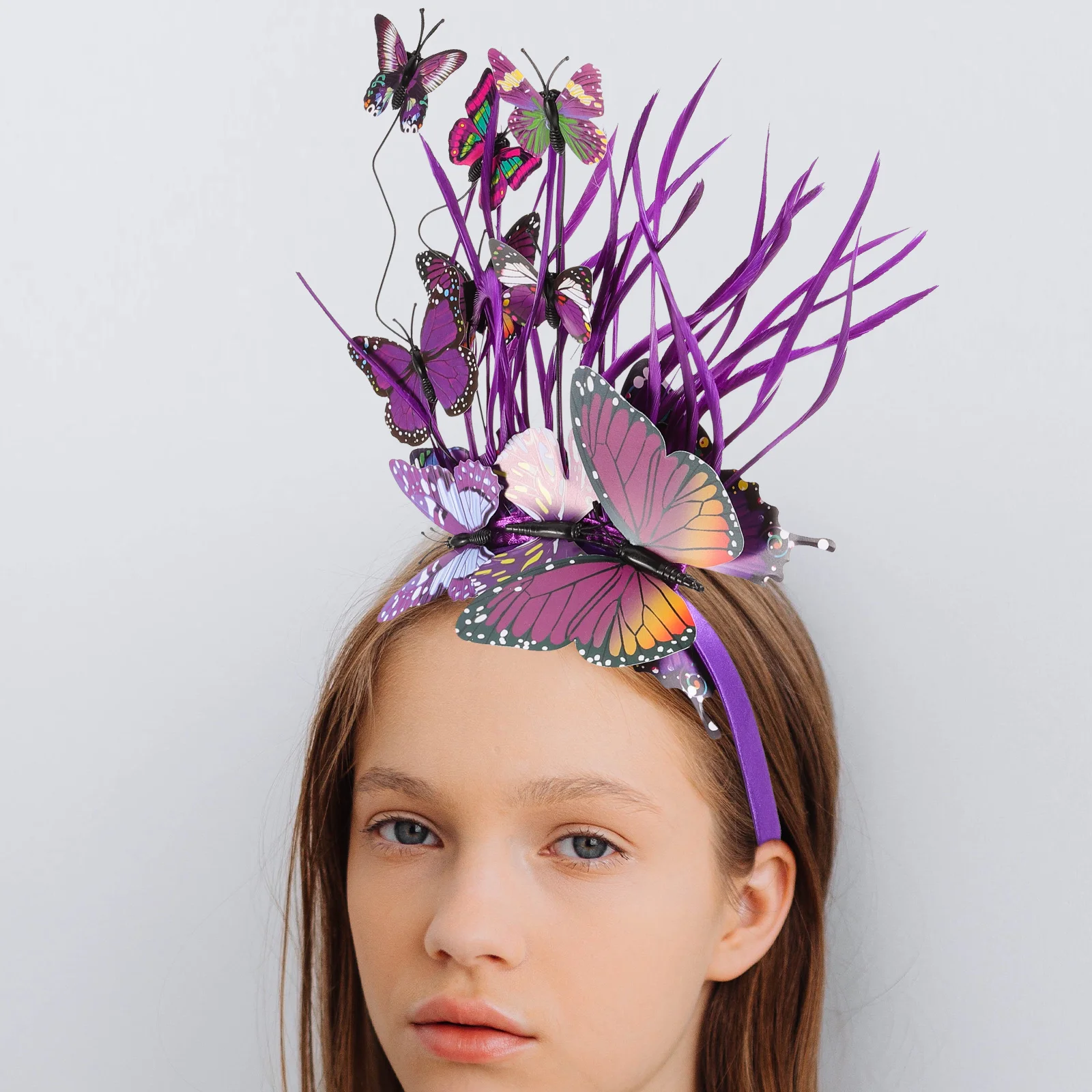 

Butterfly Headband Hair Accessory Plastic Fascinators Decorative Headbands for Women Purple Party Wedding Photoshoot