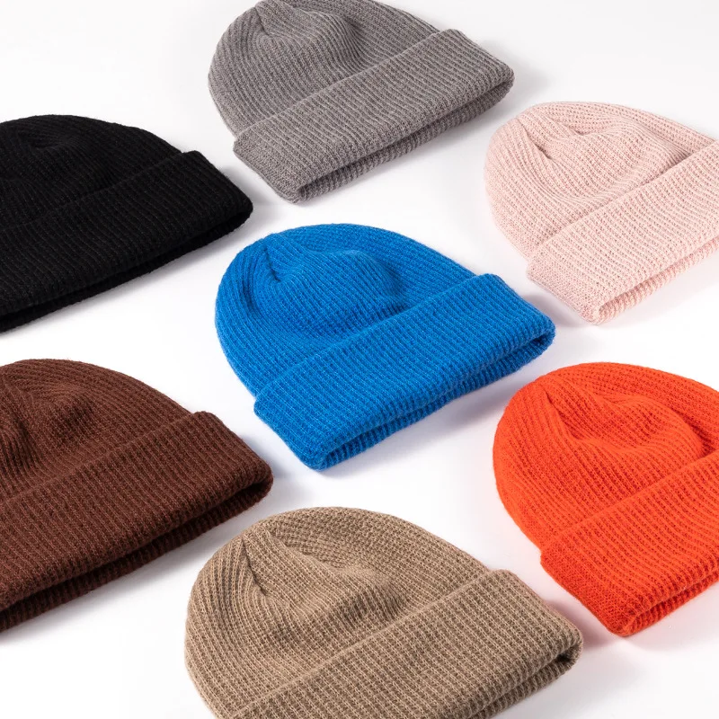 

Fashionable Autumn and Winter Warm Knitted Hat Versatile Solid Color Acrylic Wool Hat Bonnets for Women