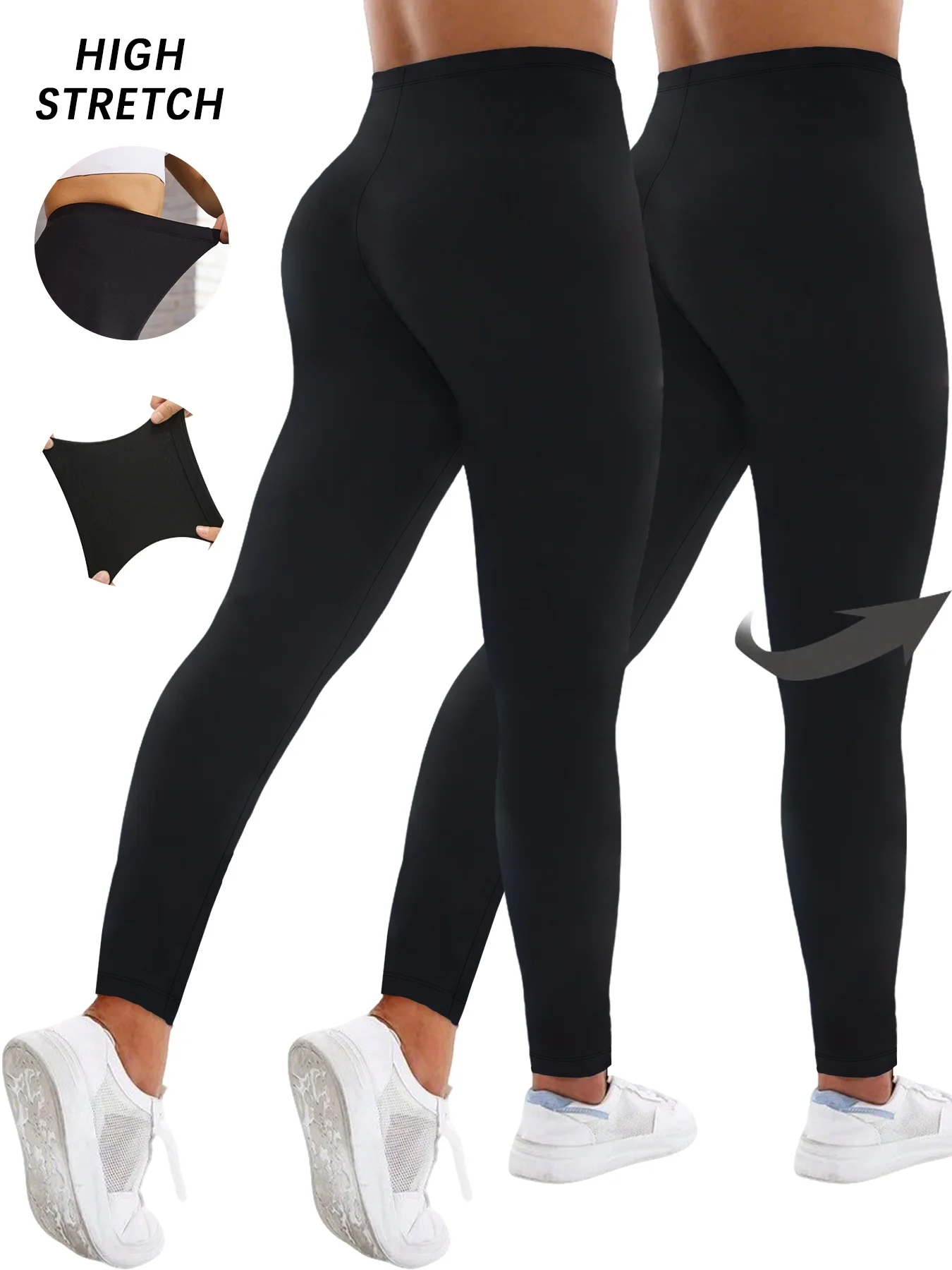 2er-Pack superweiche Damen-Leggings mit hoher Taille, Bauchkontrolle, kein durchsichtiges Workout, Yoga, Laufen, sportlich, Push-Up-Gymnastik-Leggings